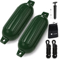 4.5" x 16" Inflatable Boat Fender, Marine-Grade PVC - Green, 2-Pack