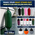 Inflatable Boat Fender, Marine Vinyl - Green, 2-Pack - Classic Fender Series