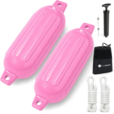 Inflatable Boat Fender, Marine Vinyl - Pink, 2-Pack - Classic Fender Series