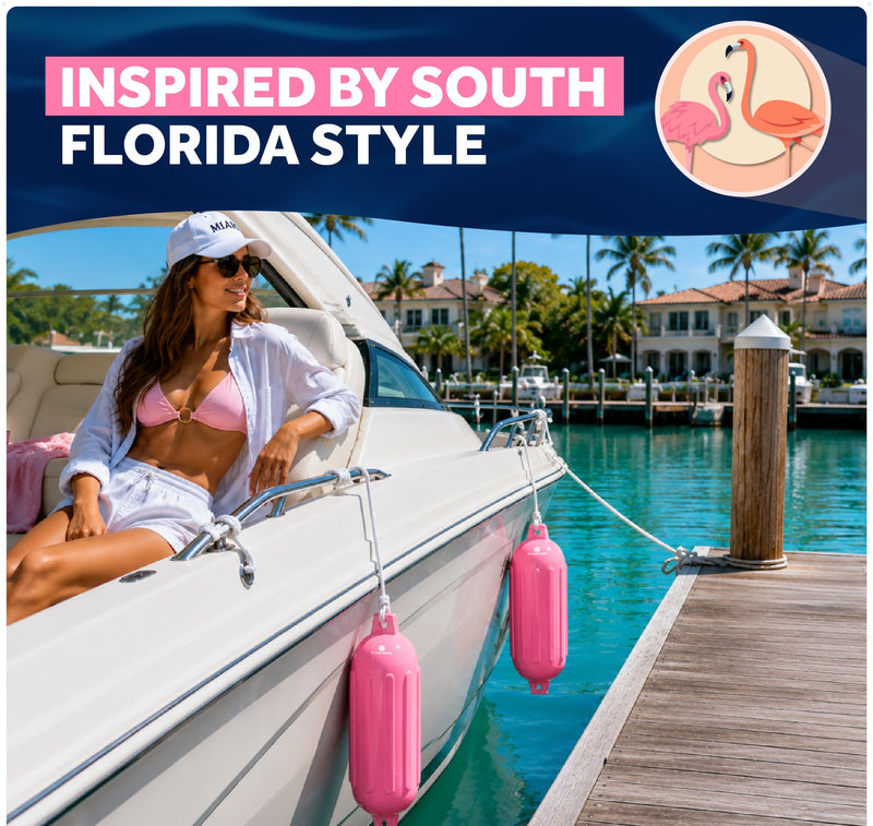 Inflatable Boat Fender, Marine Vinyl - Pink, 2-Pack - Classic Fender Series
