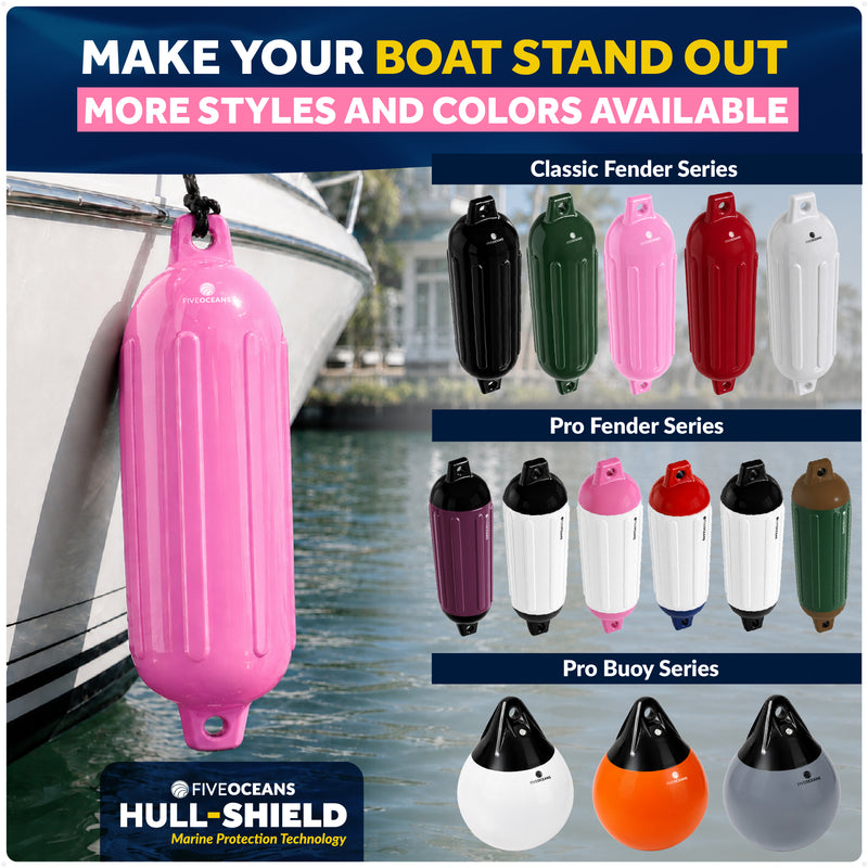 Inflatable Boat Fender, Marine Vinyl - Pink, 2-Pack - Classic Fender Series
