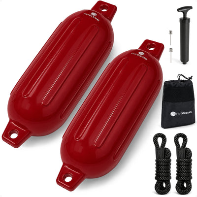 Inflatable Boat Fender, Marine Vinyl - Red, 2-Pack - Classic Fender Series