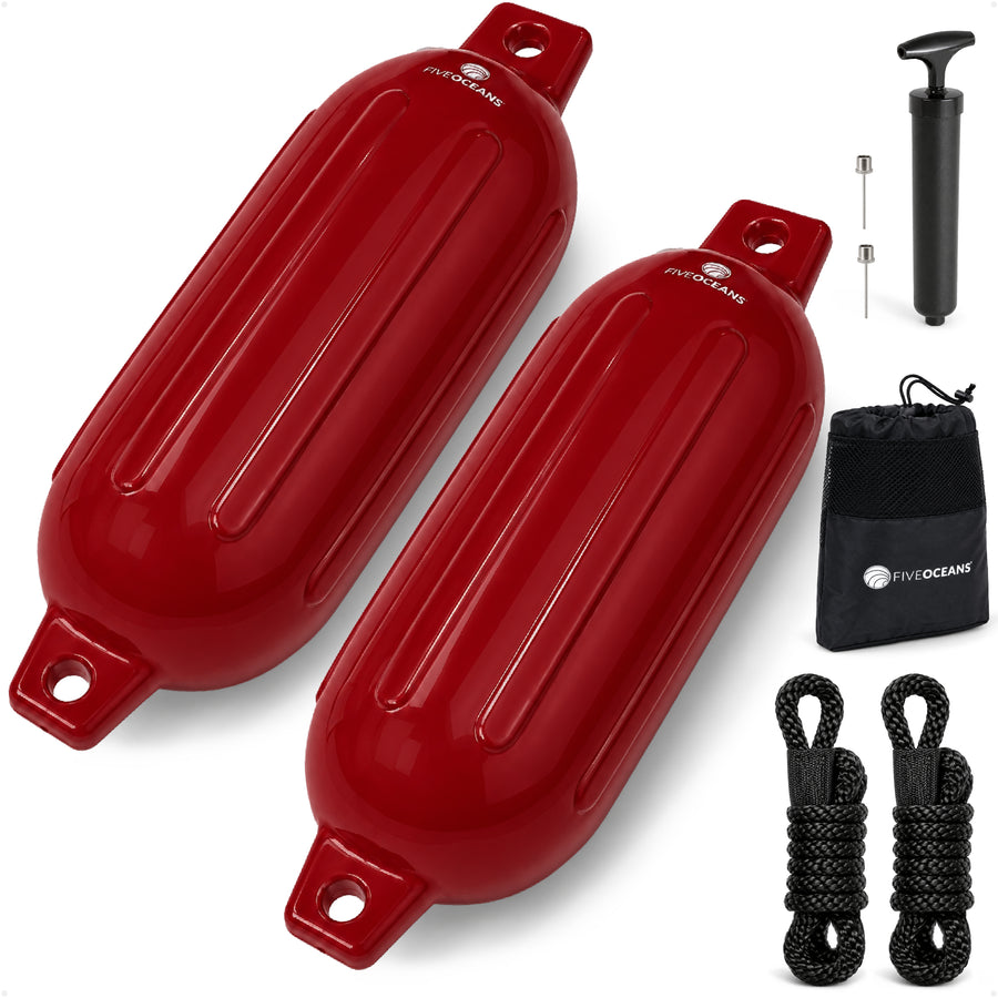 Inflatable Boat Fender, Marine Vinyl - Red, 2-Pack - Classic Fender Series