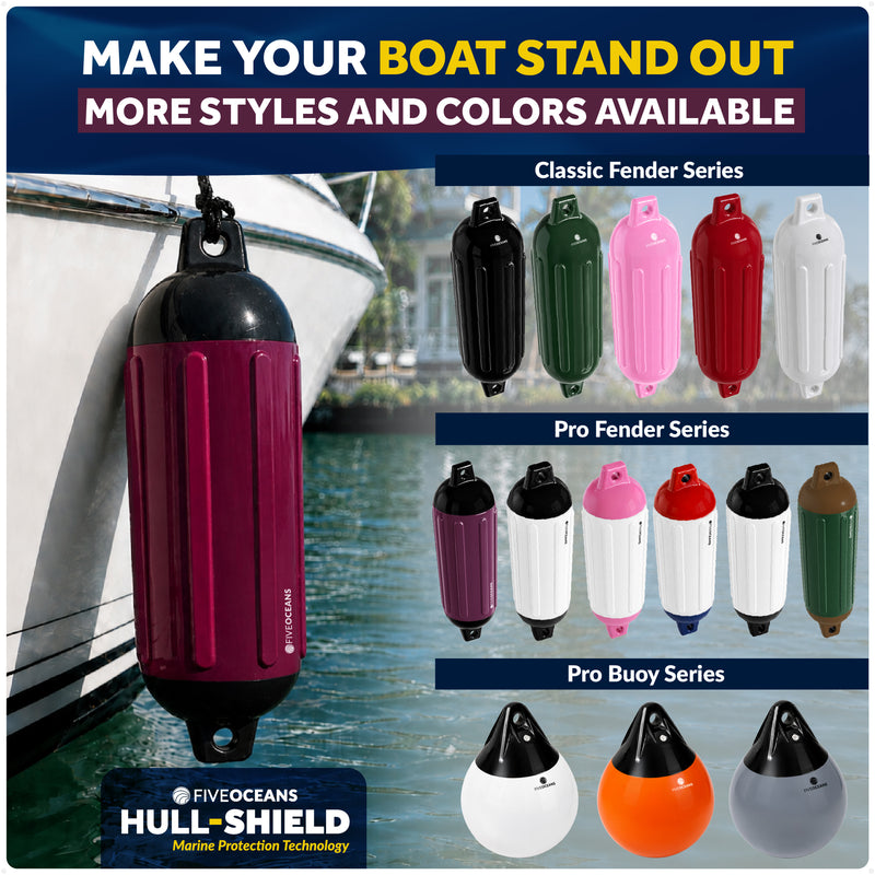 Inflatable Boat Fender, Marine Vinyl - Cranberry/Black, 2-Pack - Pro Fender Series