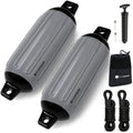 Inflatable Boat Fender, Marine Vinyl - Gray/Black, 2-Pack - Pro Fender Series