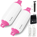 Inflatable Boat Fender, Marine Vinyl - White/Pink, 2-Pack - Pro Fender Series