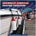 4.5" x 16" Inflatable Boat Fender, Marine-Grade PVC - White/Red/Blue, 2-Pack