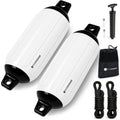 Inflatable Boat Fender, Marine Vinyl - White/Black, 2-Pack - Pro Fender Series