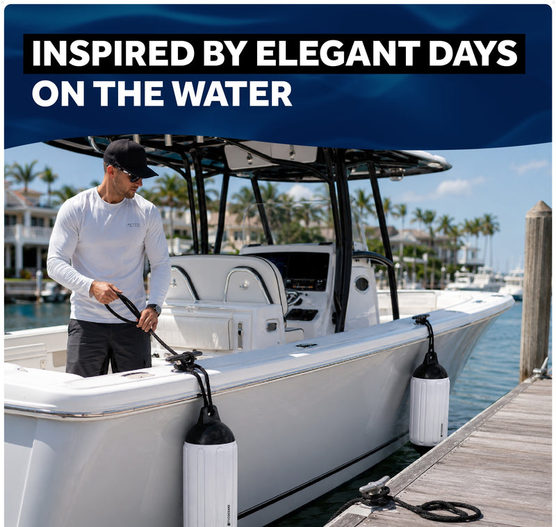 Inflatable Boat Fender, Marine Vinyl - White/Black, 2-Pack - Pro Fender Series