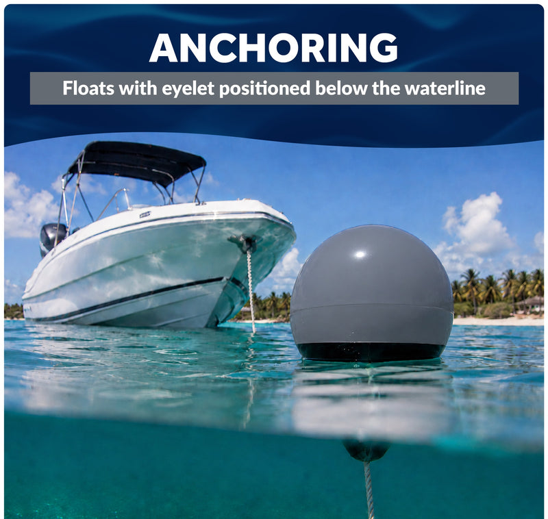 Inflatable Boat Buoy, Marine Vinyl – Gray/Black, 2-Pack - Pro Buoy Series