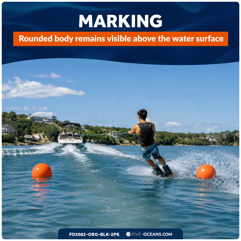 9" x 11" Inflatable Boat Buoy, Marine-Grade PVC - Orange/Black, 2-Pack