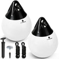 Inflatable Boat Buoy, Marine Vinyl – White/Black, 2-Pack - Pro Buoy Series
