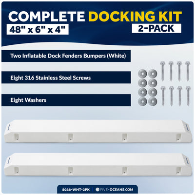 48" Piling Post Dock Bumpers, Marine-Grade PVC - White, 2-Pack