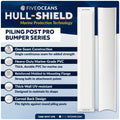 48" Piling Post Dock Bumpers, Marine-Grade PVC - White, 2-Pack