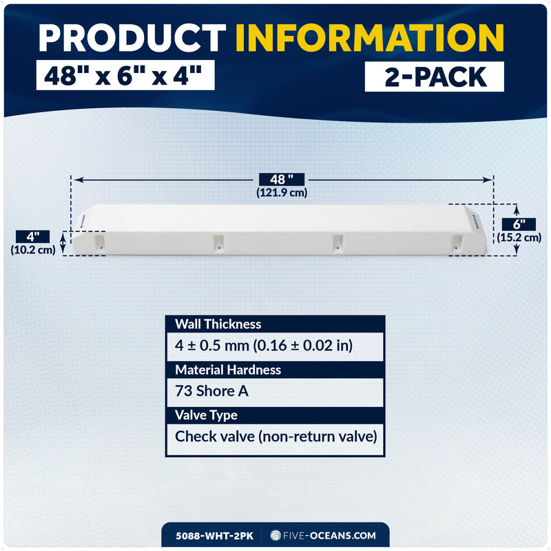 48" Piling Post Dock Bumpers, Marine-Grade PVC - White, 2-Pack