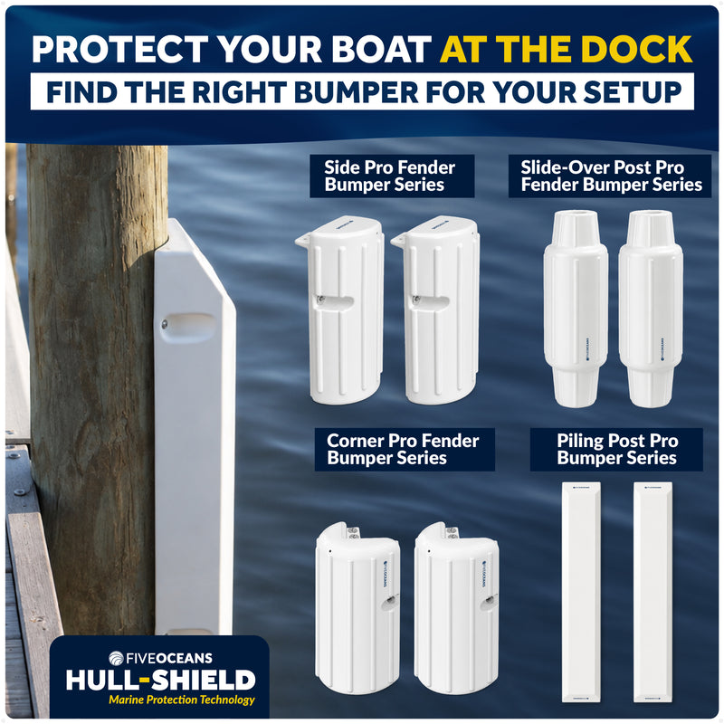 48" Piling Post Dock Bumpers, Marine-Grade PVC - White, 2-Pack