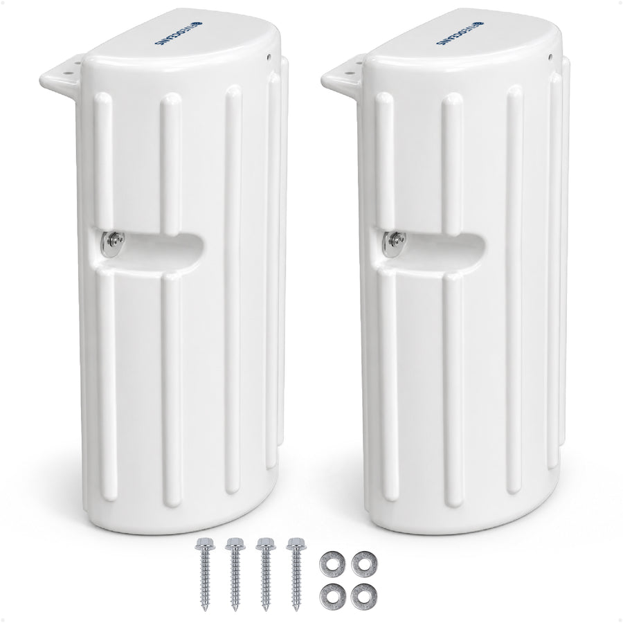 15.2" x 6" x 5.2" Inflatable Side Dock Bumpers, Marine-Grade PVC - White, 2-Pack