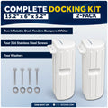15.2" x 6" x 5.2" Inflatable Side Dock Bumpers, Marine-Grade PVC - White, 2-Pack