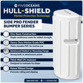 15.2" x 6" x 5.2" Inflatable Side Dock Bumpers, Marine-Grade PVC - White, 2-Pack