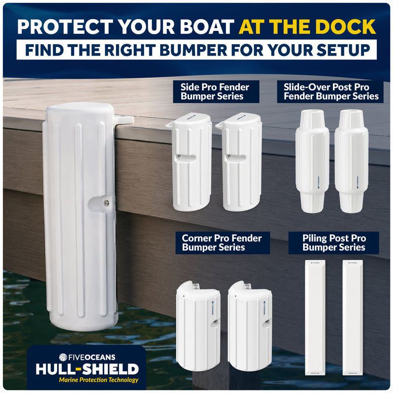 15.2" x 6" x 5.2" Inflatable Side Dock Bumpers, Marine-Grade PVC - White, 2-Pack