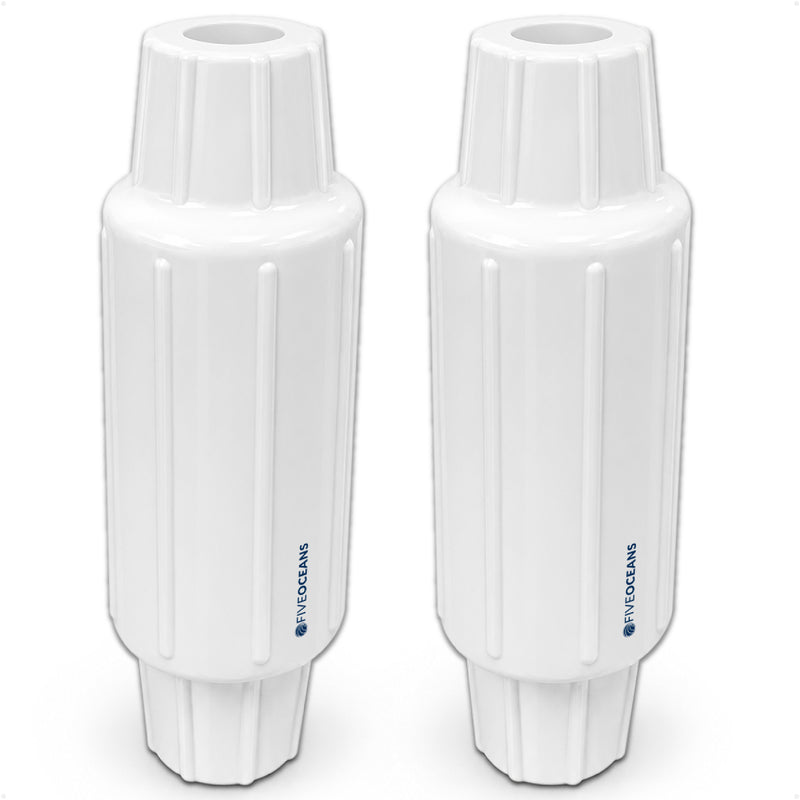 5.7" x 18" Inflatable Dock Post Bumpers, Fits 2" O.D. Pipes, Marine-Grade PVC - White, 2-Pack