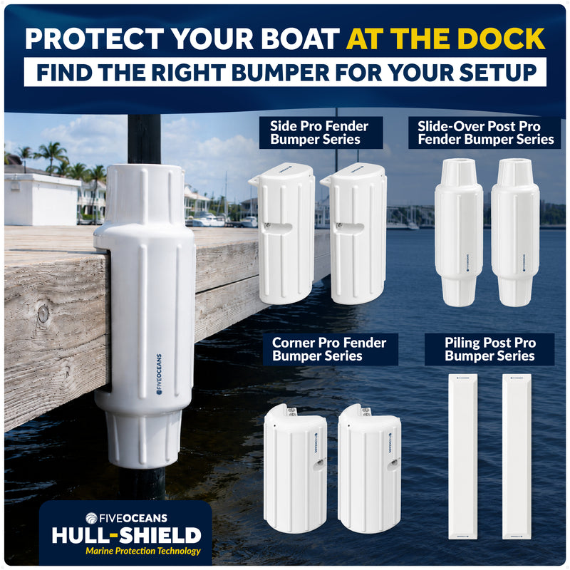5.7" x 18" Inflatable Dock Post Bumpers, Fits 2" O.D. Pipes, Marine-Grade PVC - White, 2-Pack