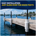 5.7" x 18" Inflatable Dock Post Bumpers, Fits 2" O.D. Pipes, Marine-Grade PVC - White, 2-Pack