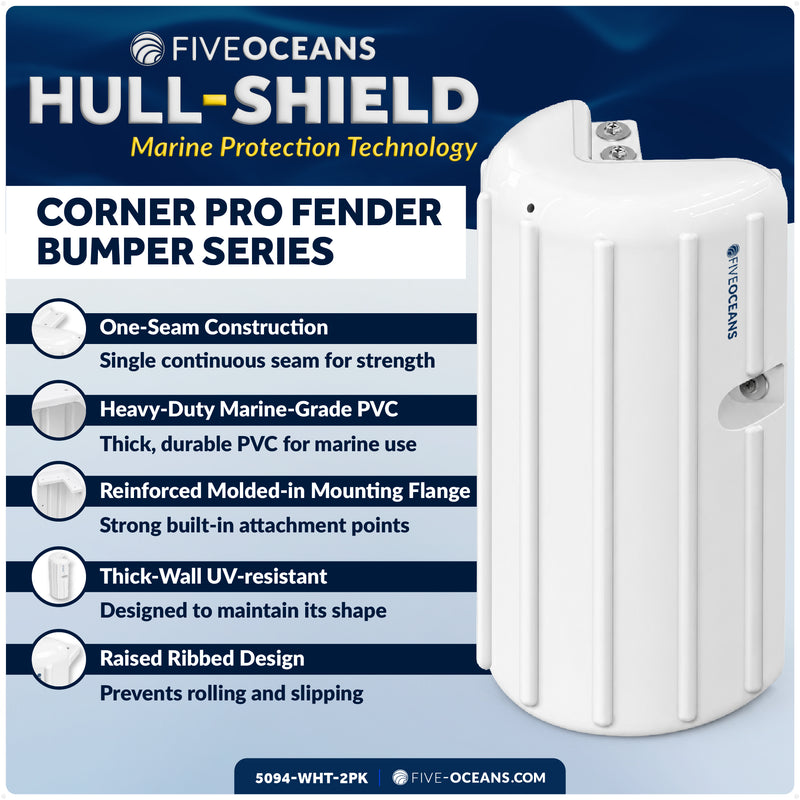 8" X 15.2" Inflatable Corner Dock Bumpers, Marine-Grade PVC White, 2-Pack