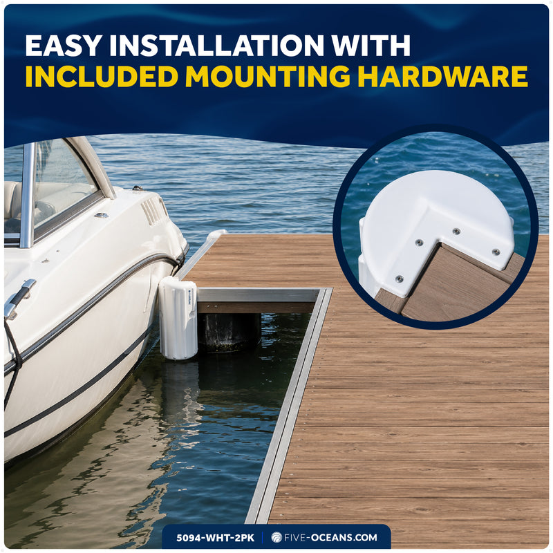 8" X 15.2" Inflatable Corner Dock Bumpers, Marine-Grade PVC White, 2-Pack