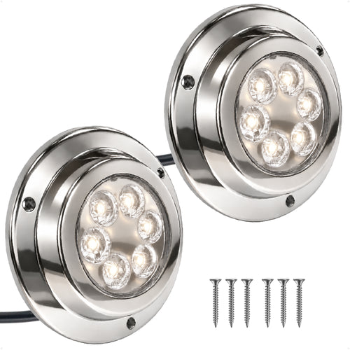 3-5/8" LED Underwater Light, Cool White, AISI316 Stainless Steel Bezel - 2800LM, 12-30V