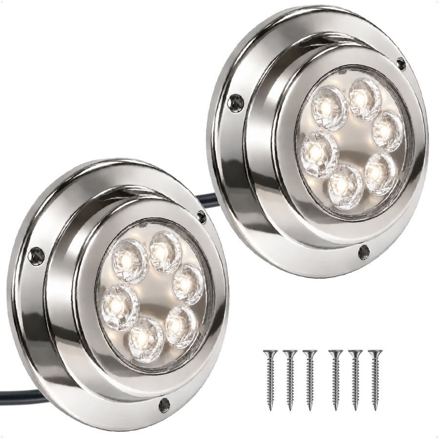 3-5/8" LED Underwater Light, Cool White, AISI316 Stainless Steel Bezel - 2800LM, 12-30V