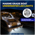 3-5/8" LED Underwater Light, Cool White, AISI316 Stainless Steel Bezel - 2800LM, 12-30V