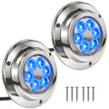 3-5/8" LED Underwater Light, Blue, AISI316 Stainless Steel Bezel - 2500LM, 12-30V