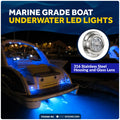 3-5/8" LED Underwater Light, Blue, AISI316 Stainless Steel Bezel - 2500LM, 12-30V