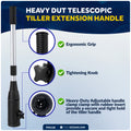 Heavy Duty Telescopic Tiller Extension Handle, Extend from 25.5" – 40"