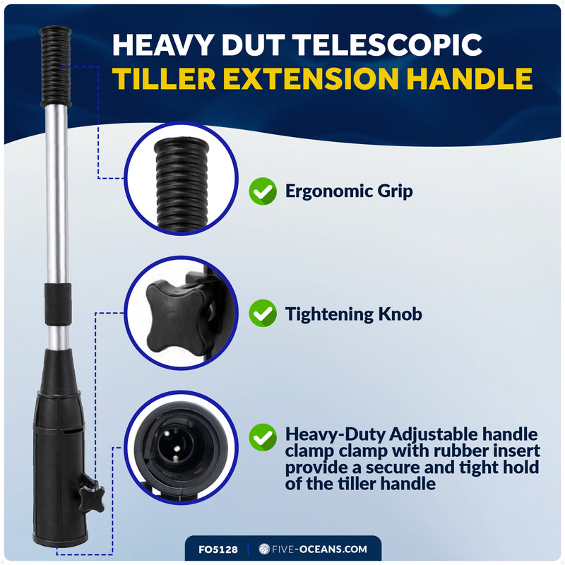 Heavy Duty Telescopic Tiller Extension Handle, Extend from 25.5" – 40"