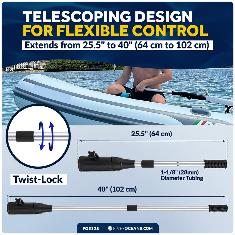 Heavy Duty Telescopic Tiller Extension Handle, Extend from 25.5" – 40"