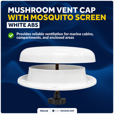 Mushroom Vent Cap with Mosquito Screen, White ABS