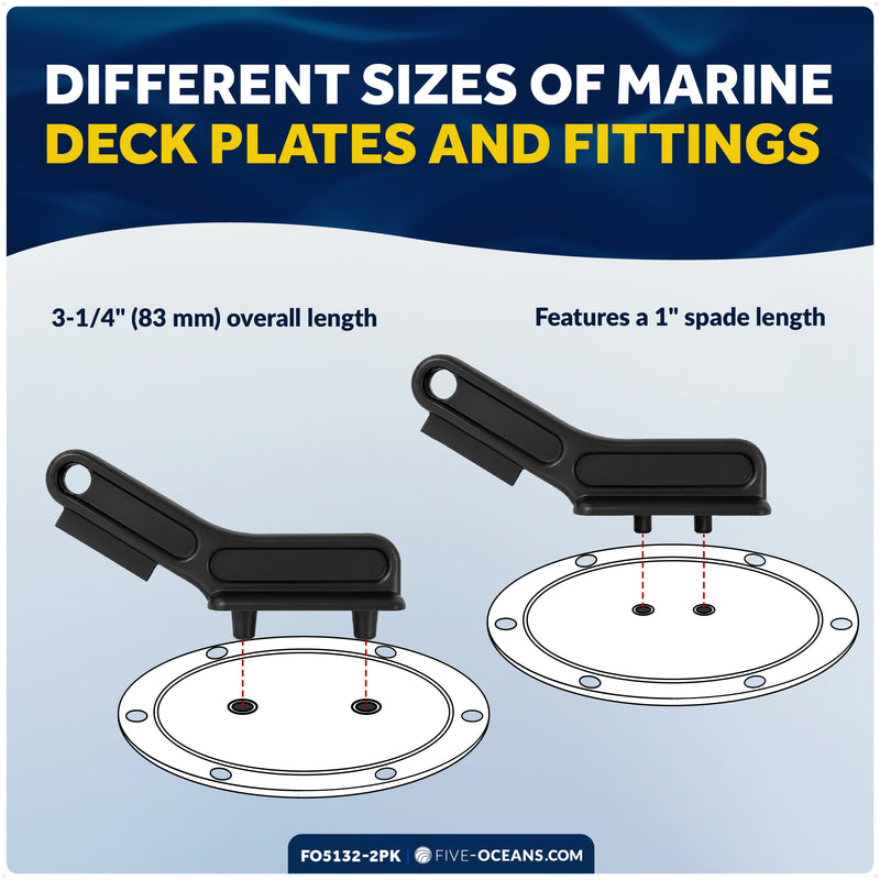 Marine Deck Plate Key, 2 Sizes, Black Nylon, 2-Pack