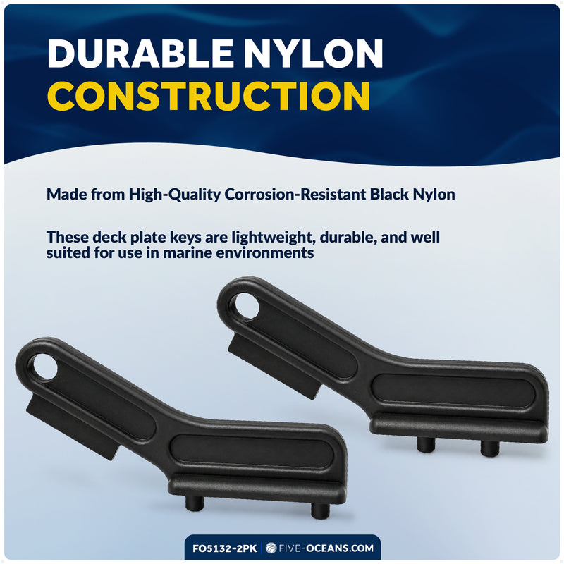 Marine Deck Plate Key, 2 Sizes, Black Nylon, 2-Pack