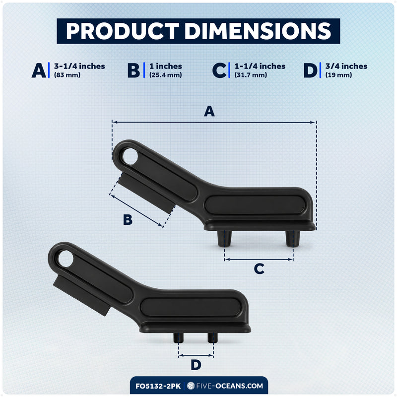 Marine Deck Plate Key, 2 Sizes, Black Nylon, 2-Pack