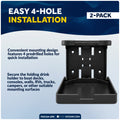 Foldable Boat Cup Holder, Fixed Arm, Black ABS, 2-Pack