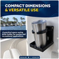 Foldable Boat Cup Holder, Fixed Arm, Black ABS, 2-Pack