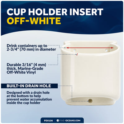 Cup Holder Insert, Off-White Marine-Grade PVC