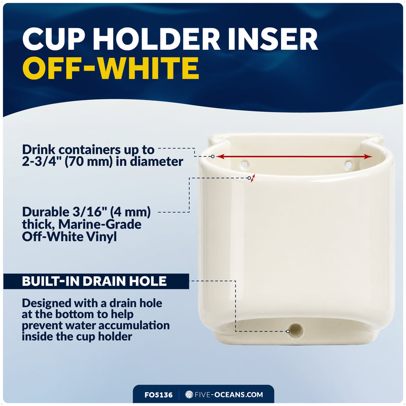 Cup Holder Insert, Off-White Marine-Grade PVC
