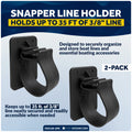 Snapper Line Holder - Holds Up to 35 Ft of 3/8" Line, Black Nylon, 2-Pack