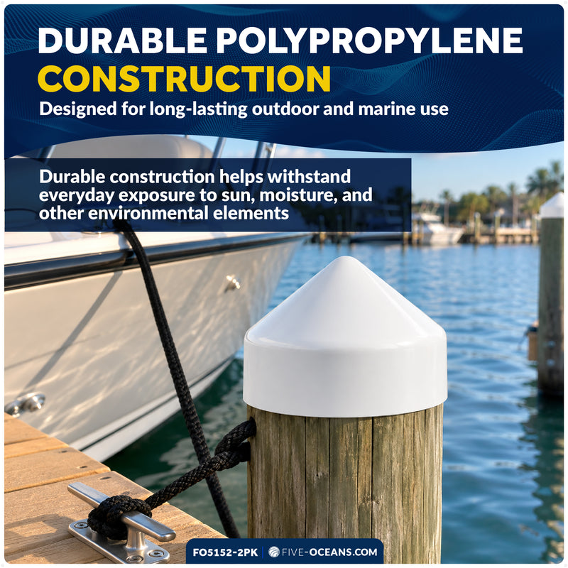 8" Marine Cone Dock Piling Caps, White, 4-Pack