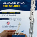Anchor Rode - 5/16" x 50' Rope & 1/4" x 2' Galvanized Chain - Hand-Spliced - Five Oceans