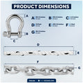 Anchor Rode - 5/16" x 50' Rope & 1/4" x 2' Galvanized Chain - Hand-Spliced - Five Oceans