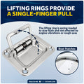 3" x 2-1/4" Flush Hatch Ring Pull, Stainless Steel, 4-Pack